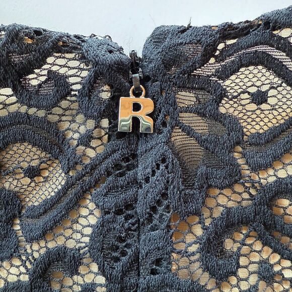 NWOT Rotate Illusion Lace Self Tie Long Sleeve Bodycon Mini Dress in Black Sz 4 - Picture 8 of 16